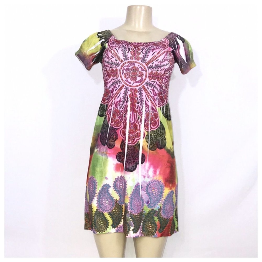 Pink Multi Color Mini Dress Small - Picture 1 of 5
